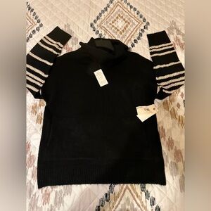 Ovla Women's Dashing Down Sweater turtle neck,long stripped sleeves Size M. NWT.